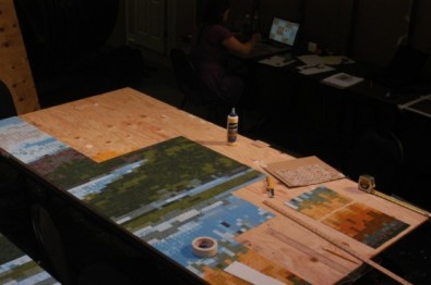 The workshop of Carly Schmitt for the One Tile, One Rosemount project. (Photo by Tad Johnson) 